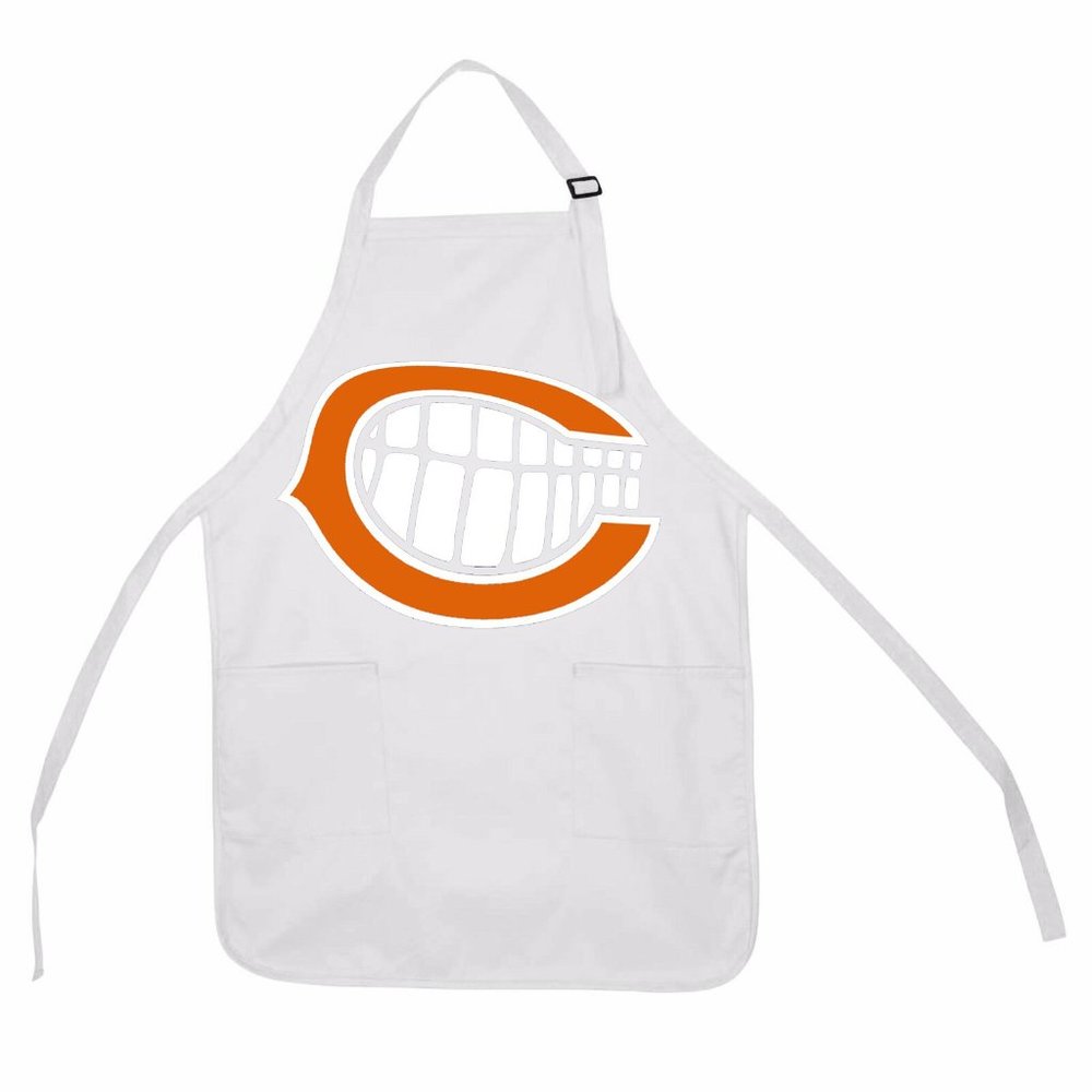 CHICAGO BEARS APRON, WHITE WITH 2 POCKETS NICE FOR FATHERS DAY T-1951